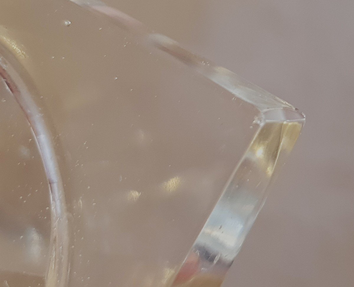 Serie De 6 Verres Anciens  à Vin Fortifié En Cristal Pied Caré Deuxième Moitié XIX ème Siècle-photo-7