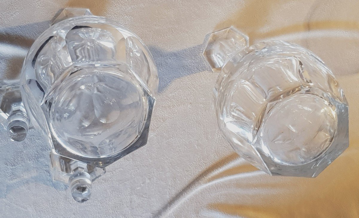 Pair Of Antique Baccarat Crystal Bottles Mod. Unbranded Harcourt-photo-4