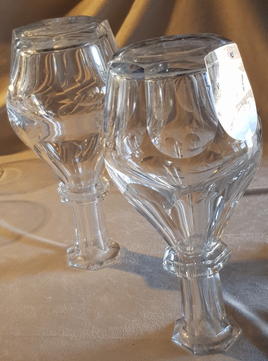 Pair Of Antique Baccarat Crystal Bottles Mod. Unbranded Harcourt-photo-5