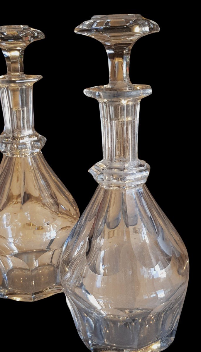 Pair Of Antique Baccarat Crystal Bottles Mod. Unbranded Harcourt