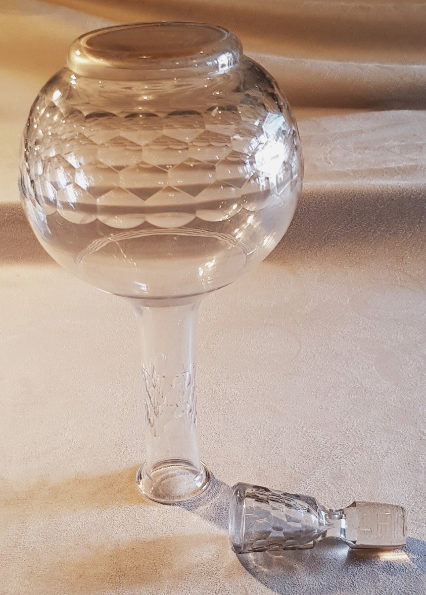 Carafe Set + 6 Glasses Goblets In Cut Crystal Baccarat Model Chauny Palerme-photo-1