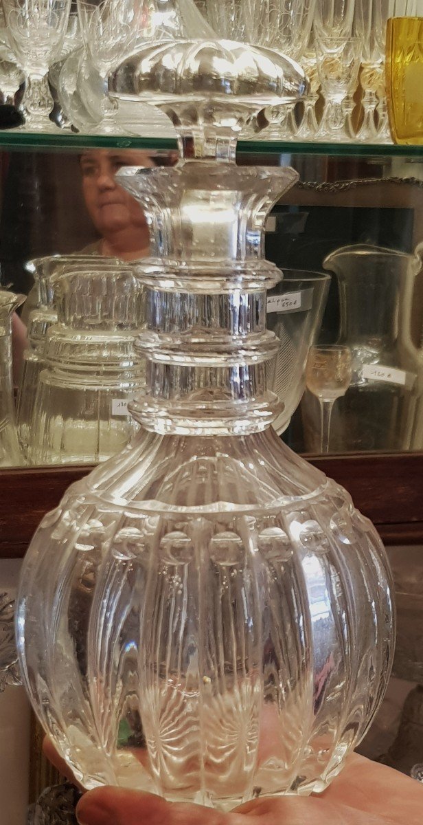 Set Of Three Antique Crystal Decanter Bottles-photo-2