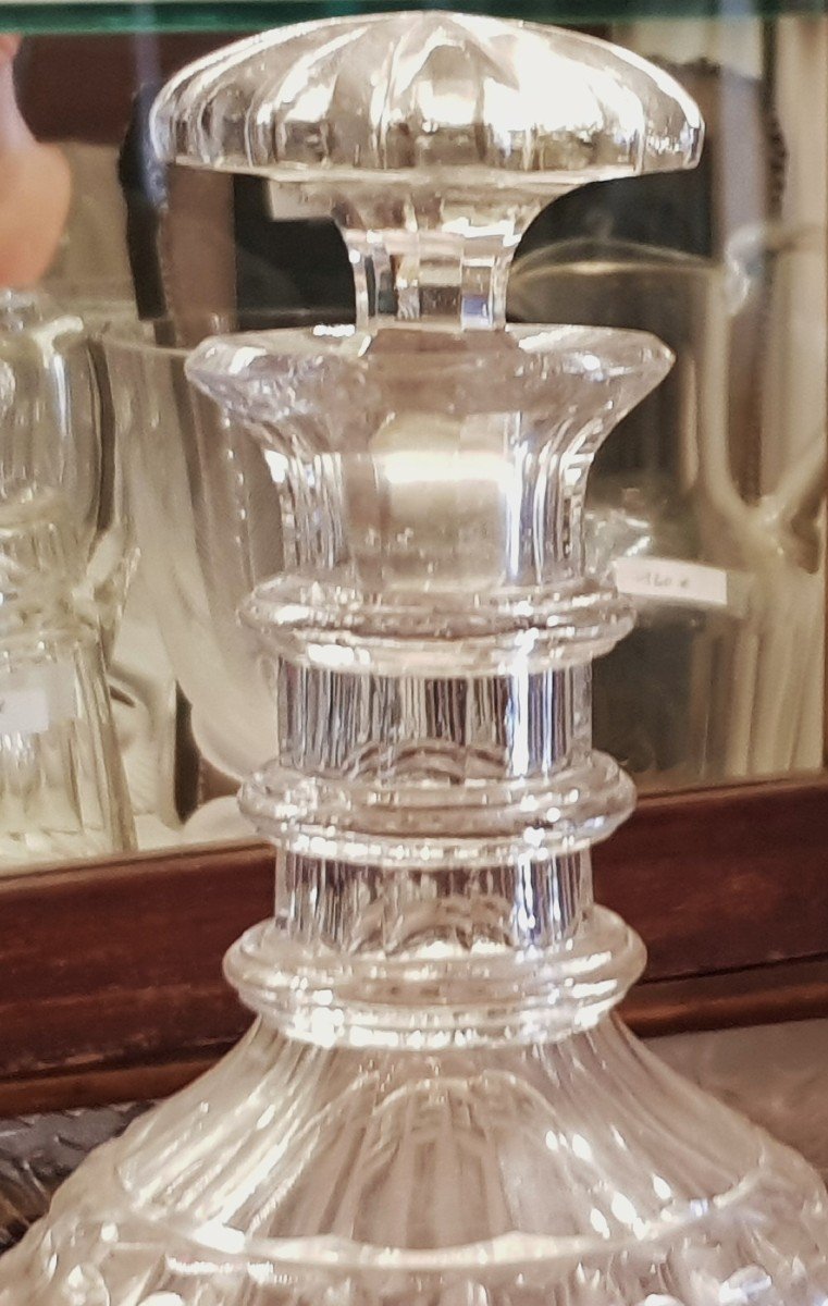 Set Of Three Antique Crystal Decanter Bottles-photo-3