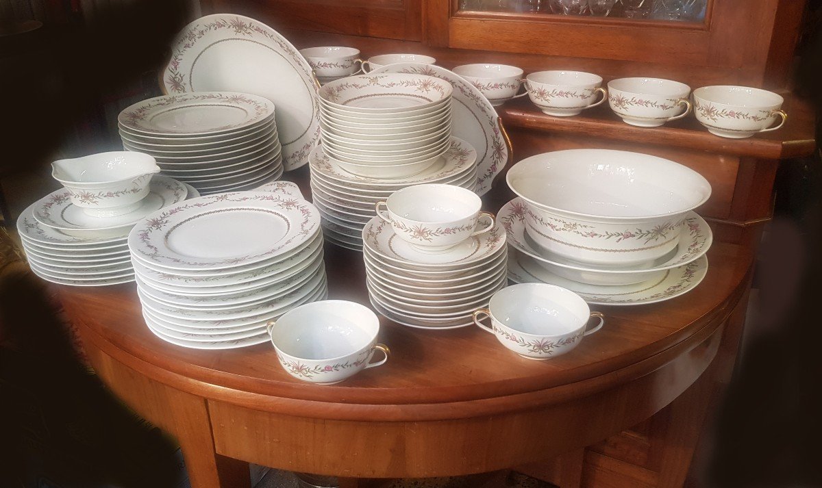 Plate Service 74 Pieces Limoges Raynaud Porcelain Model Old Venice