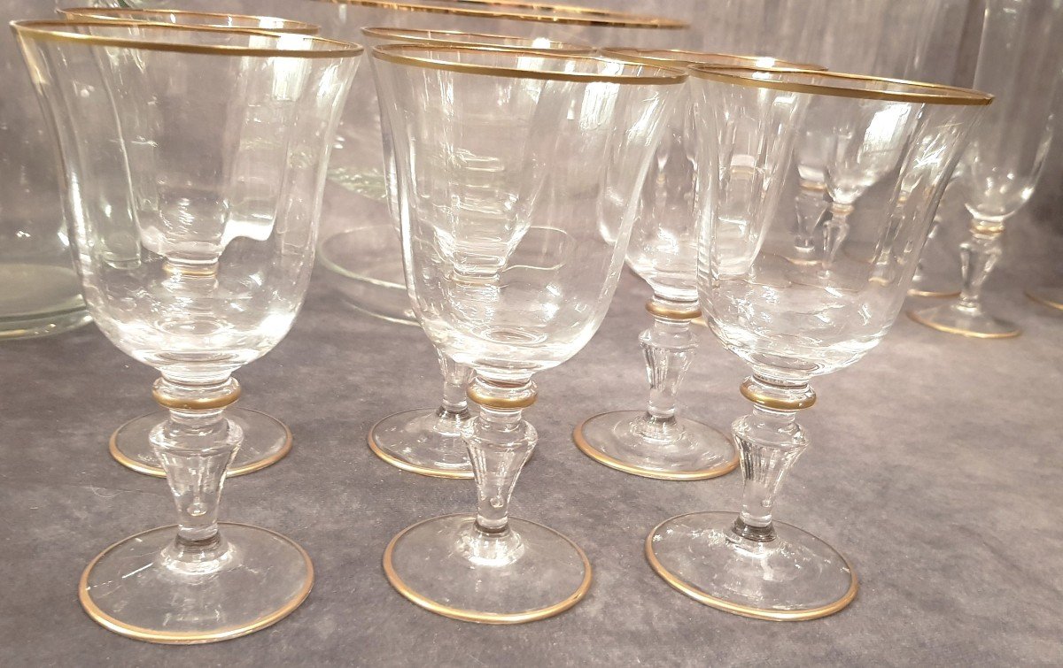 Ancien Service Verres Pour 6 Personnes En Cristal Liseret Or-photo-4