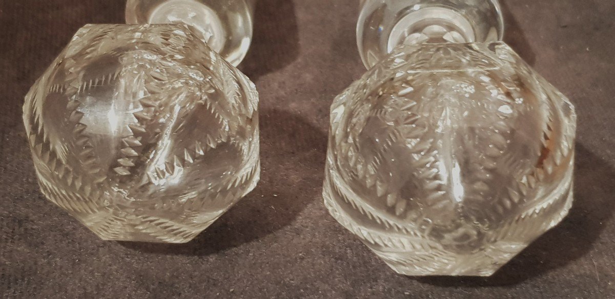 Two Old Crystal Decanters With Engraved IV Monogram-photo-1