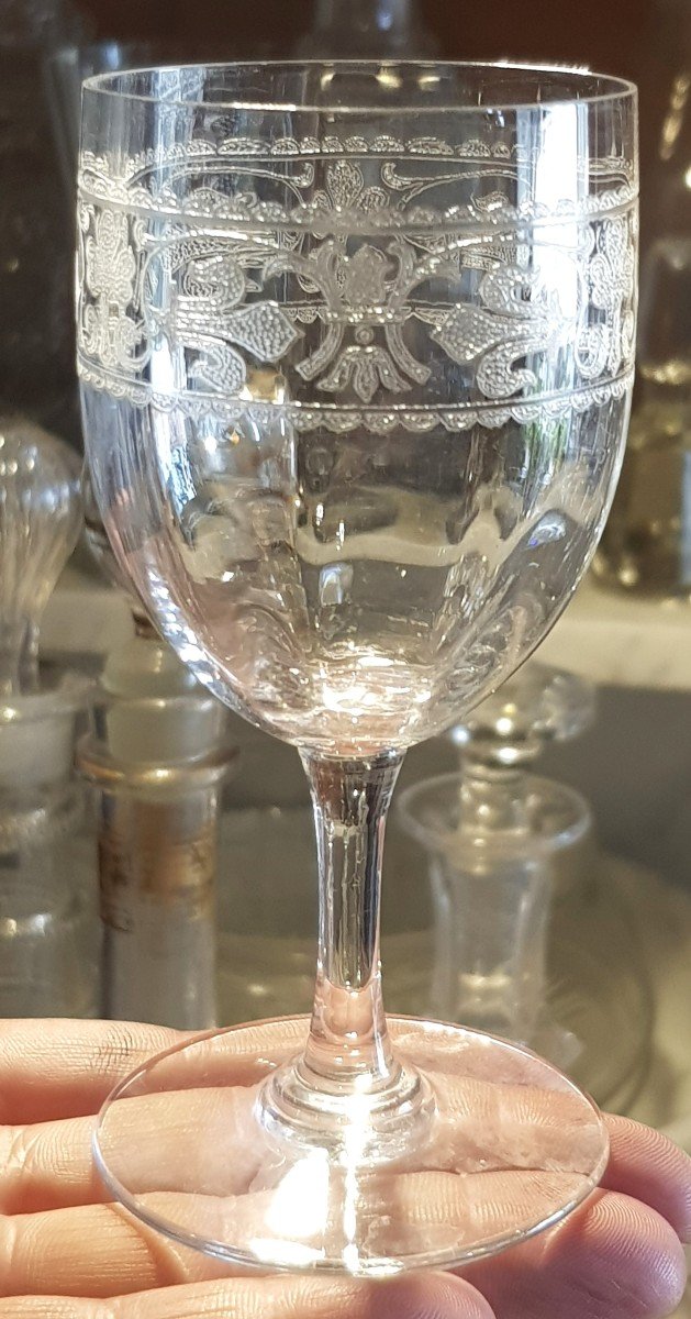 Serie 8 Anciens Verres à Vin Cristal Baccarat Mod. Chablis