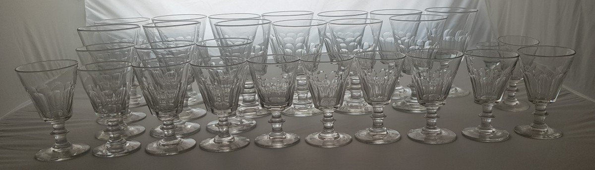 Lot 37 Verres Caton Ancien XIX S 5 Tailles Différentes-photo-2