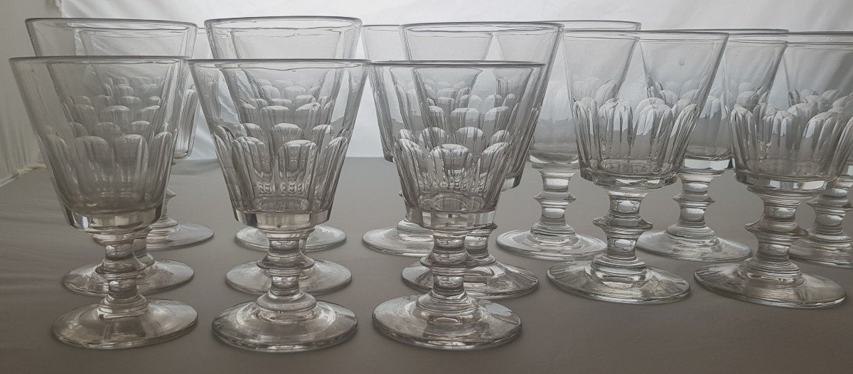 Lot 37 Verres Caton Ancien XIX S 5 Tailles Différentes-photo-3