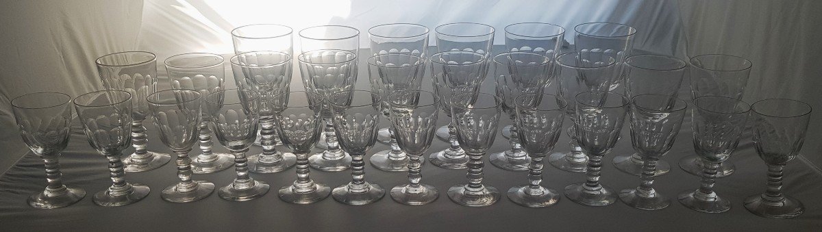 Lot De 29 Verres Anciens Du XIX ème Siècle En 3 Tailles Différentes-photo-2