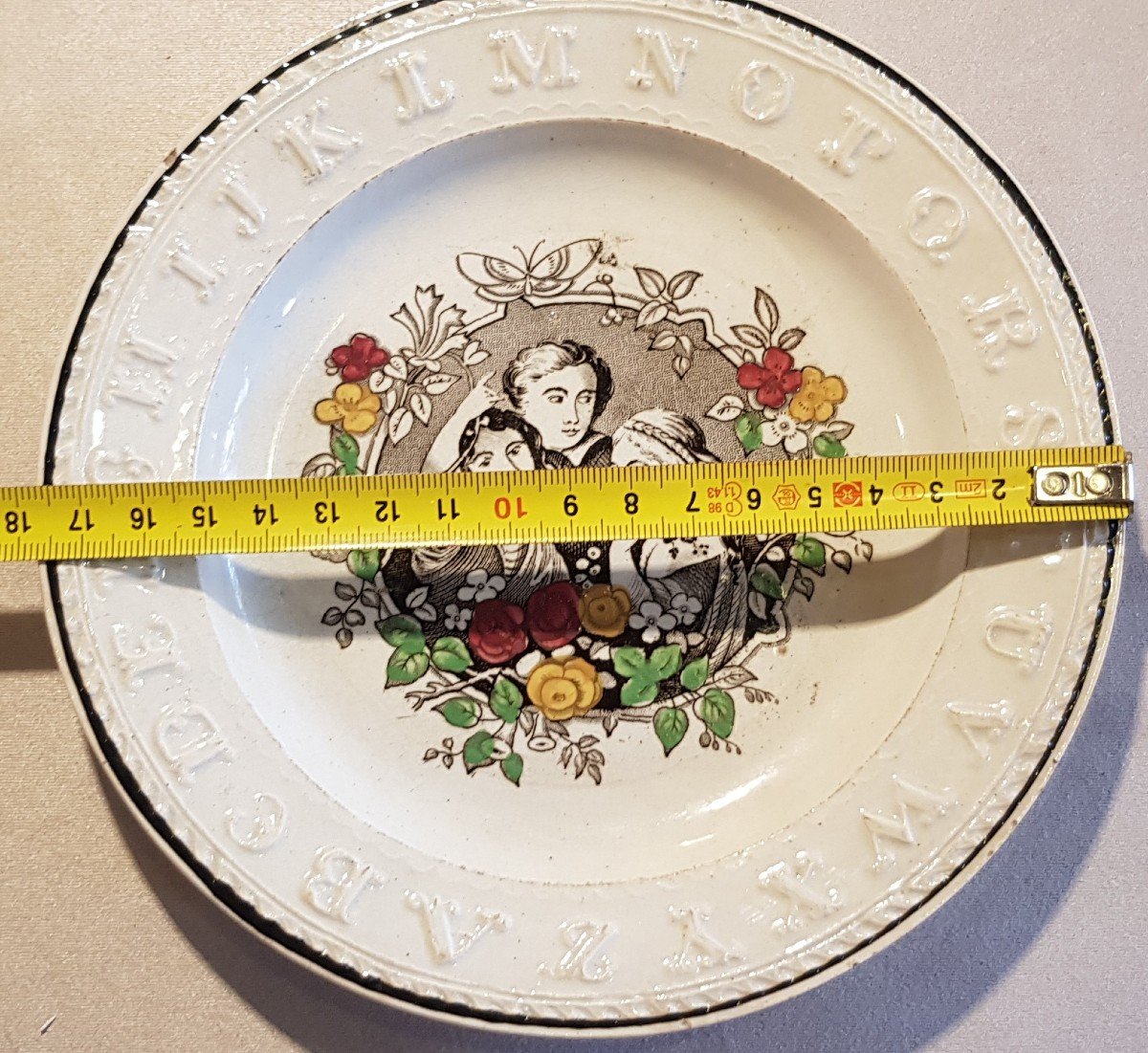 Old Staffordshire Children's Alphabet Plate 19th Century-photo-4