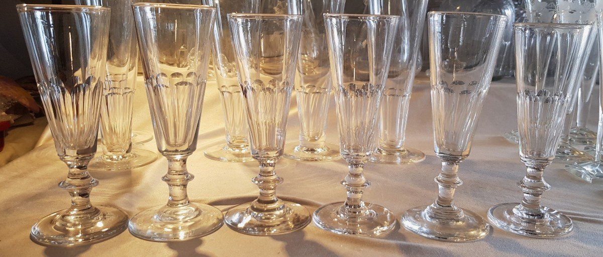 Series Of 6 Antique Crystal Flutes Model Caton-photo-4