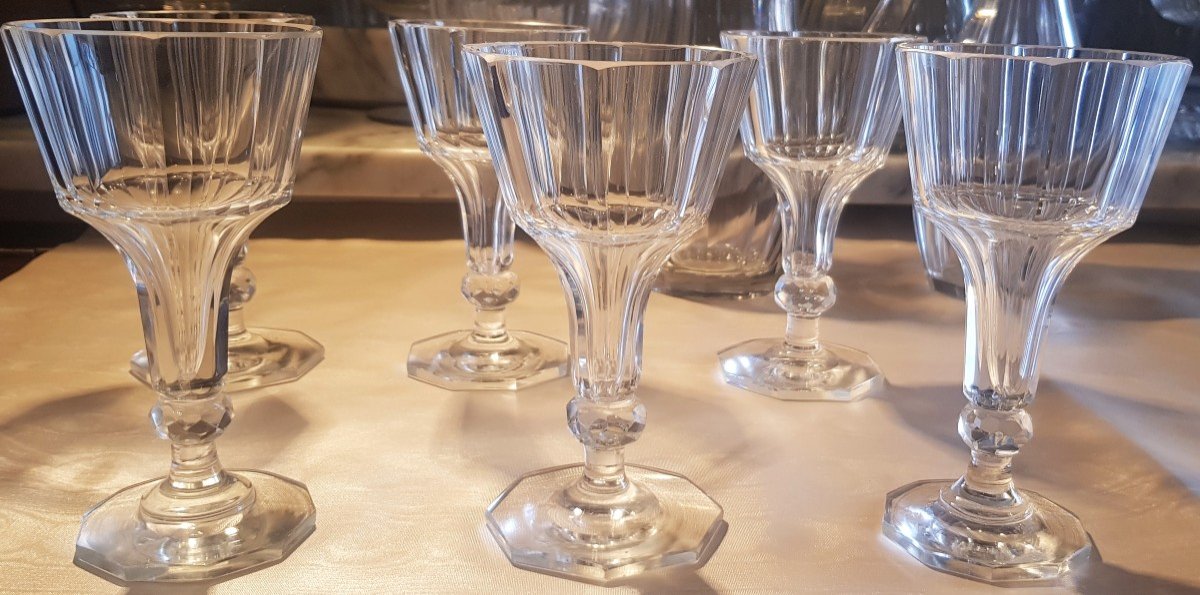 Lot Of 8 Antique Crystal Champagne Flutes 19th Century-photo-2