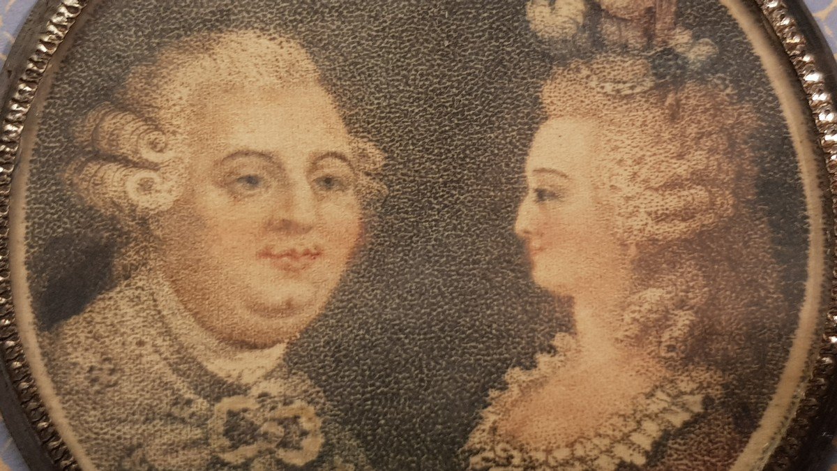 Two Antique Miniatures 18th Century Louis XVI, Marie-antoinette, The Dauphin And His Sister-photo-3