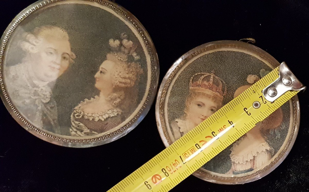 Deux Miniatures Antiques XVIII ème Siècle Louis XVI, Marie-antoinette, Le Dauphin Et Sa Soeur-photo-8