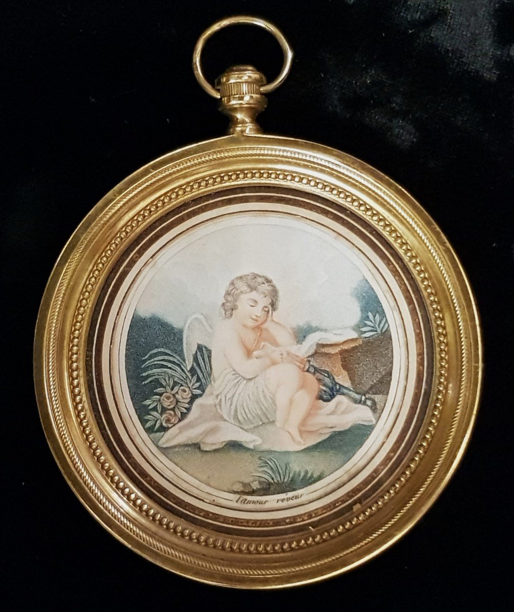 Antique Neoclassical Miniature L’amour Révéur-photo-4