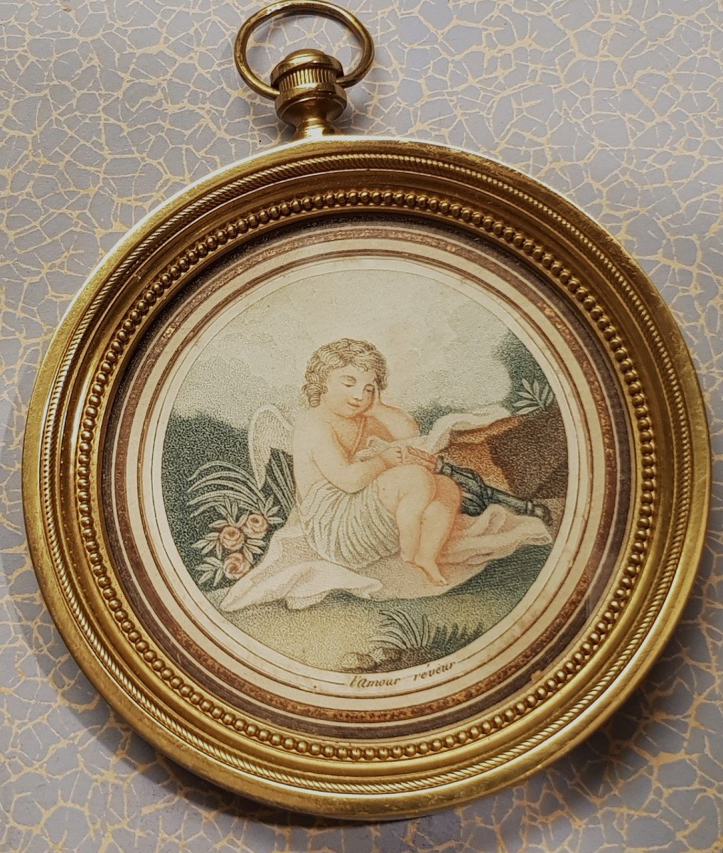 Antique Neoclassical Miniature L’amour Révéur