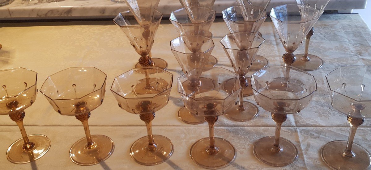 Paire De Petits Verres A Liqueur Antiques En Verre Soufflé Murano Salviati-photo-7