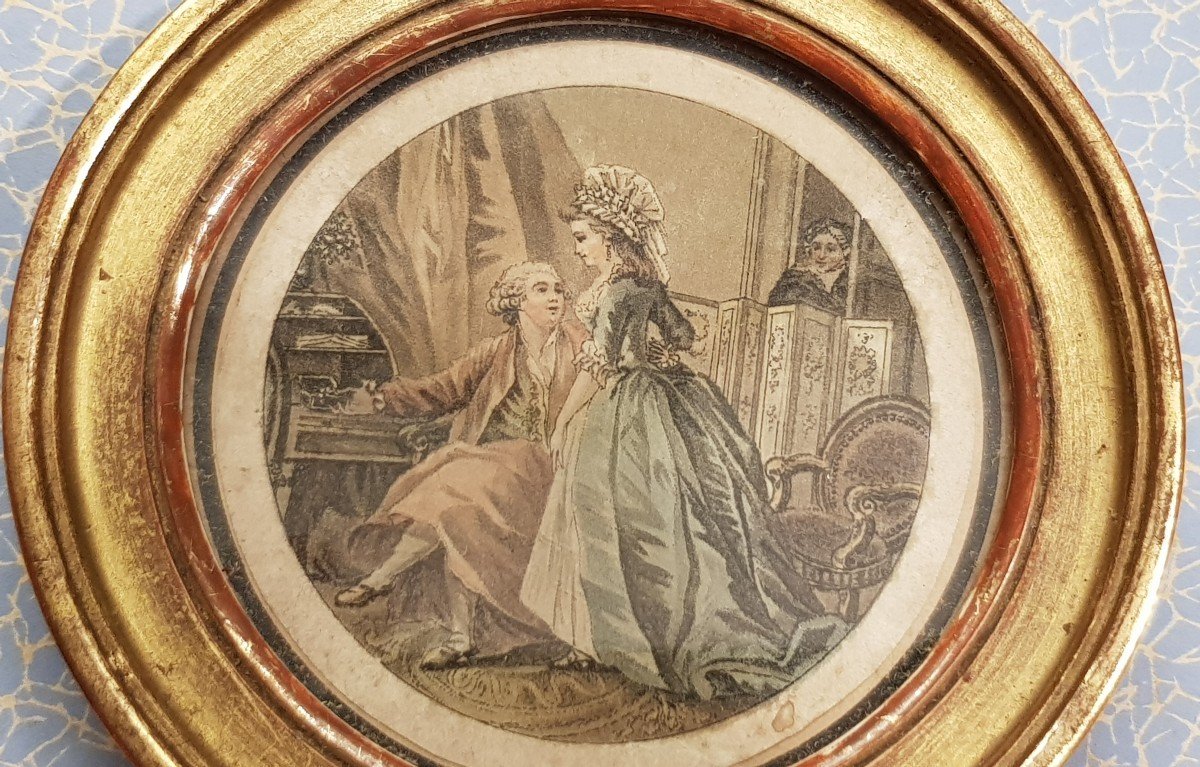 Miniature Engraving 19th Century La Surprise Galante-photo-2