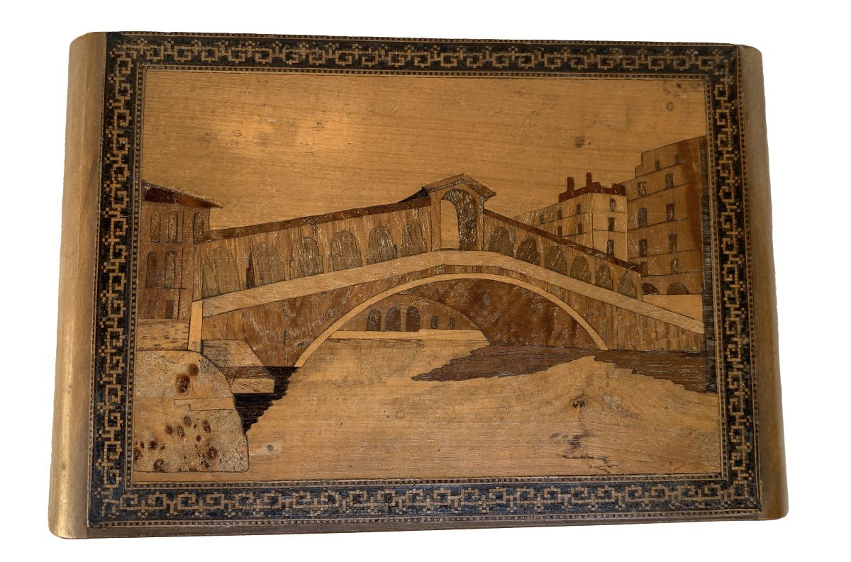 Ancienne Boite En Marqueterie Venise