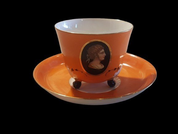  Tasse A The Ancienne Napoleon III En Porcelaine Peinte