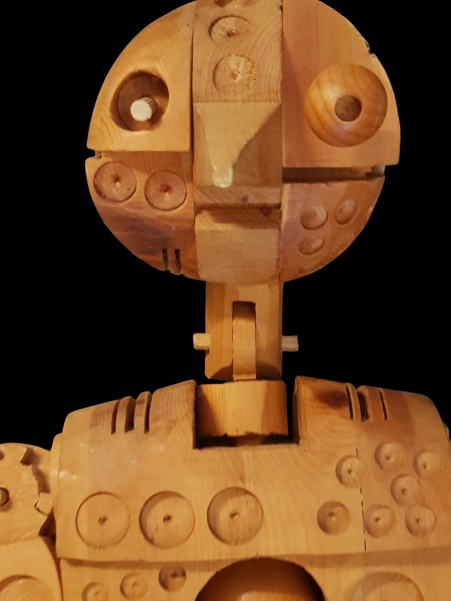 Sculpture Robotique Articulée En Bois Pinocchio Par Ferdinando Codognotto-photo-3