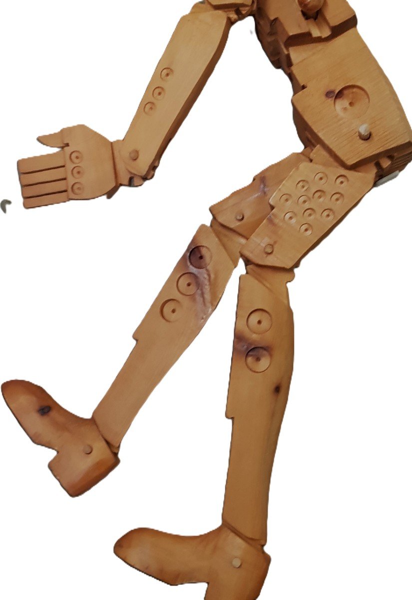 Sculpture Robotique Articulée En Bois Pinocchio Par Ferdinando Codognotto-photo-4