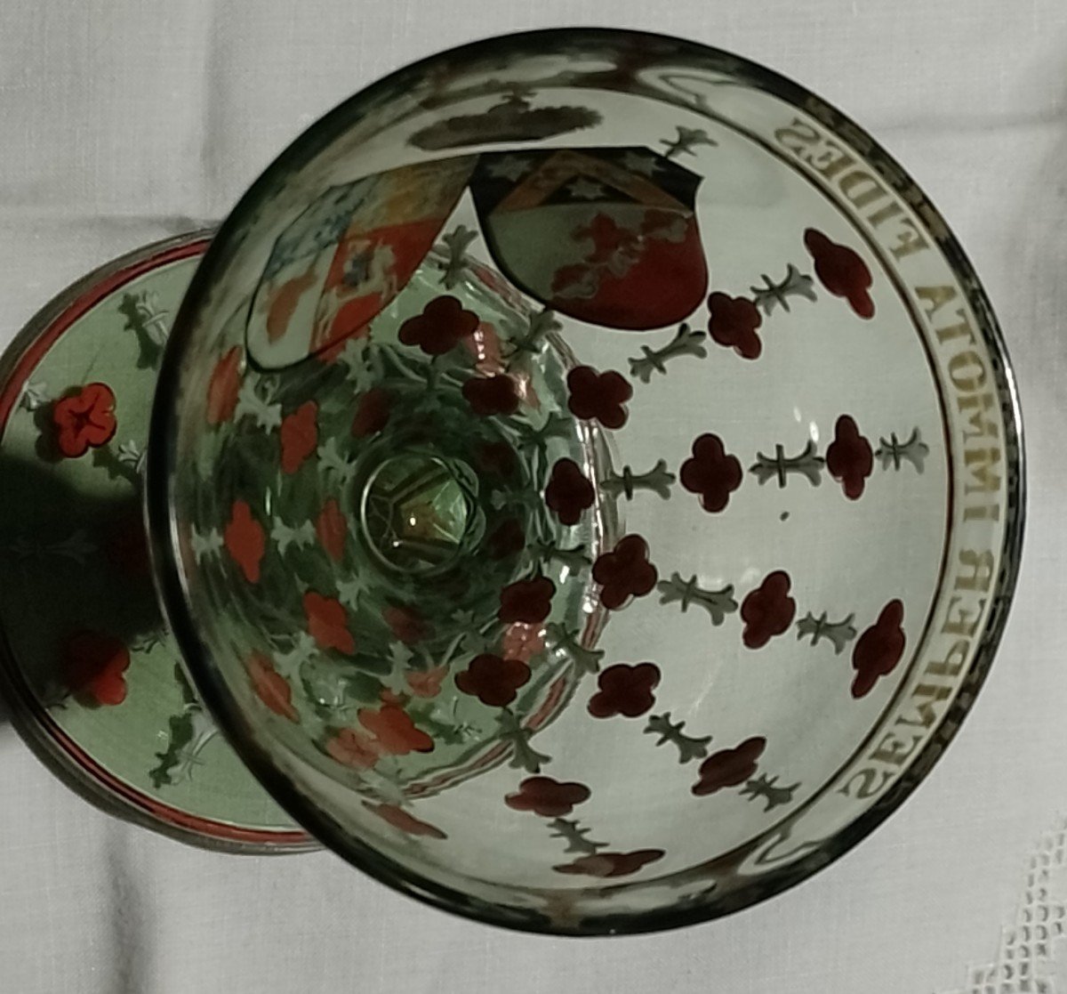 Old Lobmeyr Glass Enameled With Princely Alliance Coat Of Arms-photo-6