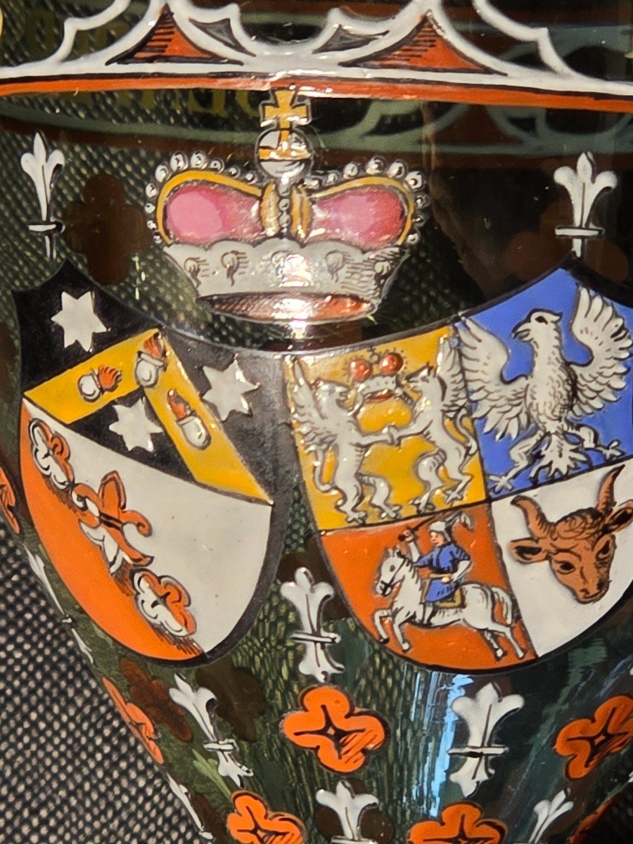 Old Lobmeyr Glass Enameled With Princely Alliance Coat Of Arms-photo-5