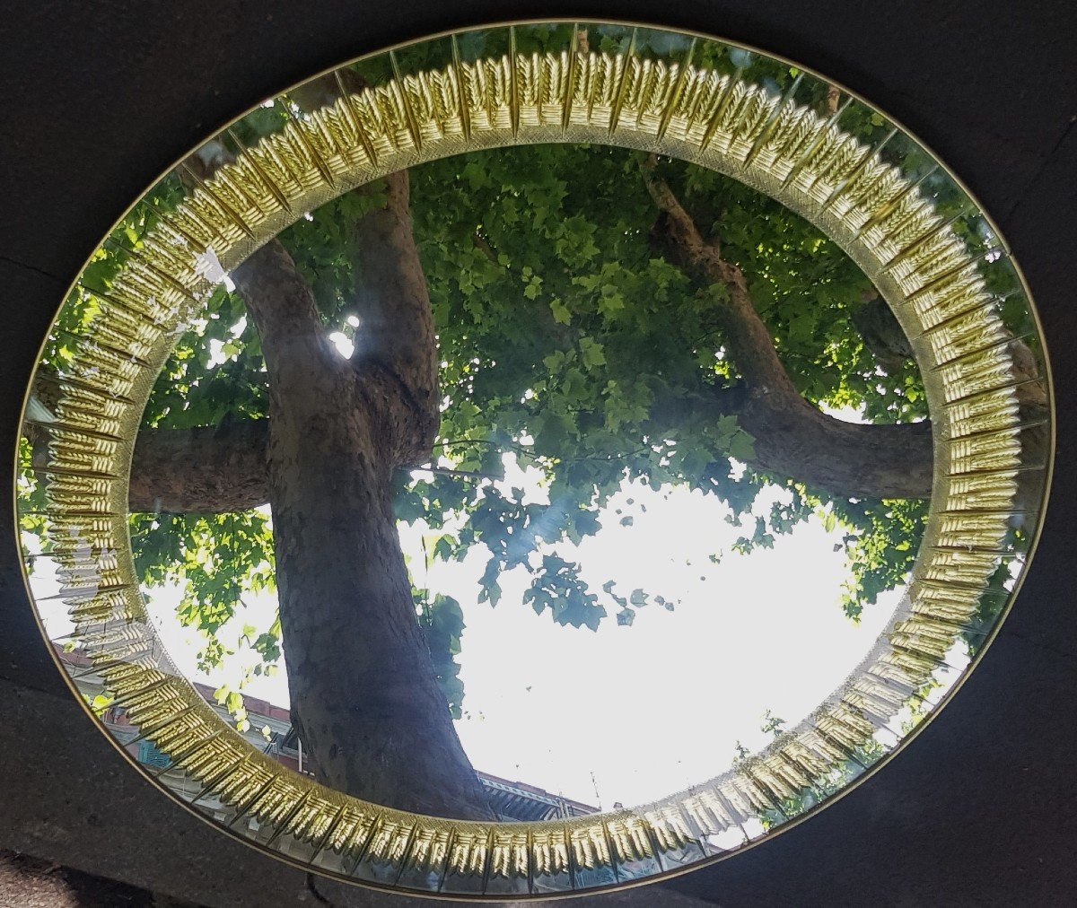 Grand Miroir Rond Designer Sergio Mazza Pour Cristal Arte Années '50 Du XX ème Siècle-photo-6