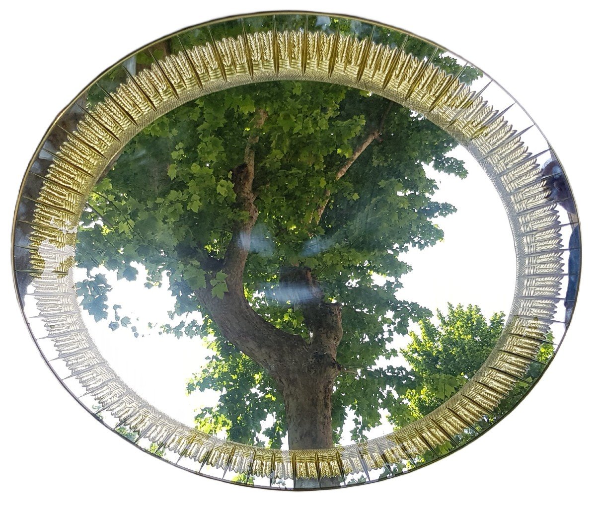 Grand Miroir Rond Designer Sergio Mazza Pour Cristal Arte Années '50 Du XX ème Siècle