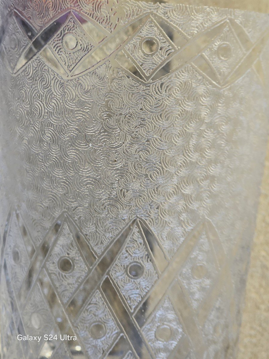 Set Of 15 Antique Acid-etched Crystal Goblets-photo-1