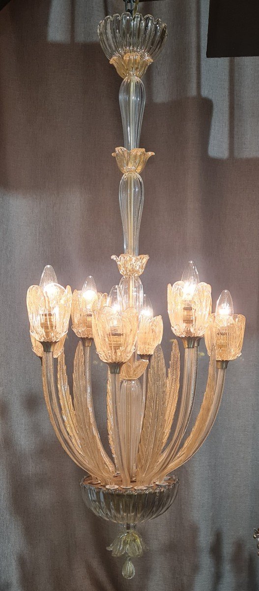 Antique Chandelier In Murano Blown Glass By Barovier-photo-2