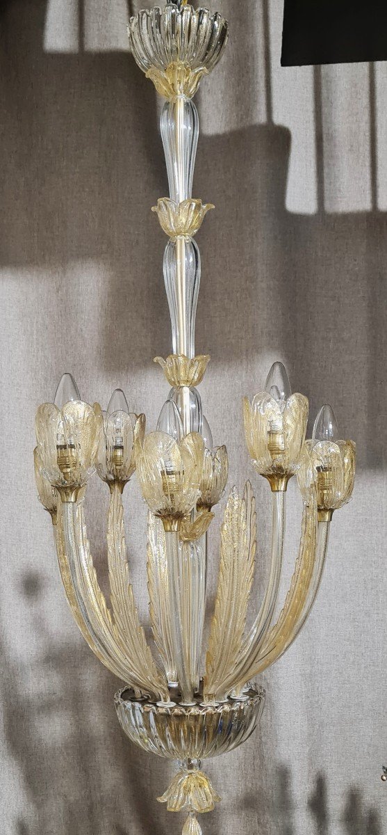 Antique Chandelier In Murano Blown Glass By Barovier-photo-6