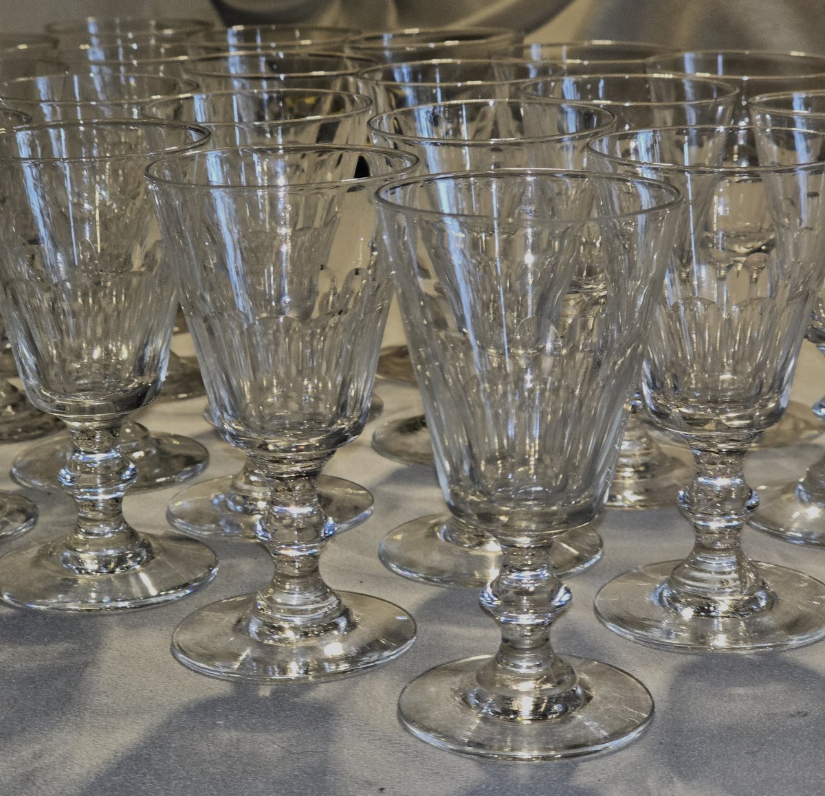 Lot Of 24 Antique Crystal Liqueur Glasses Caton Model-photo-3