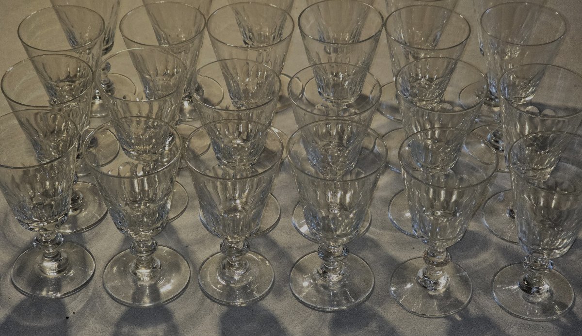 Lot Of 24 Antique Crystal Liqueur Glasses Caton Model-photo-4