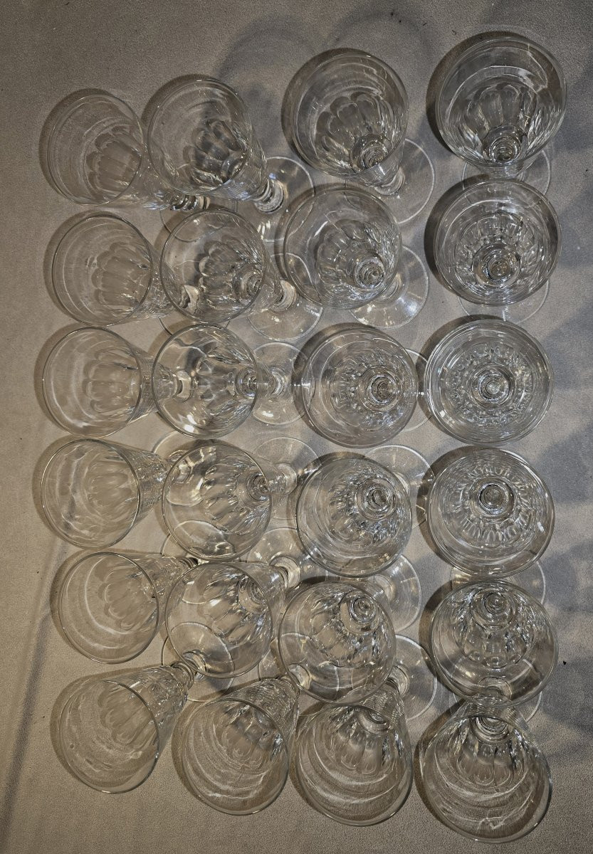 Lot Of 24 Antique Crystal Liqueur Glasses Caton Model-photo-3