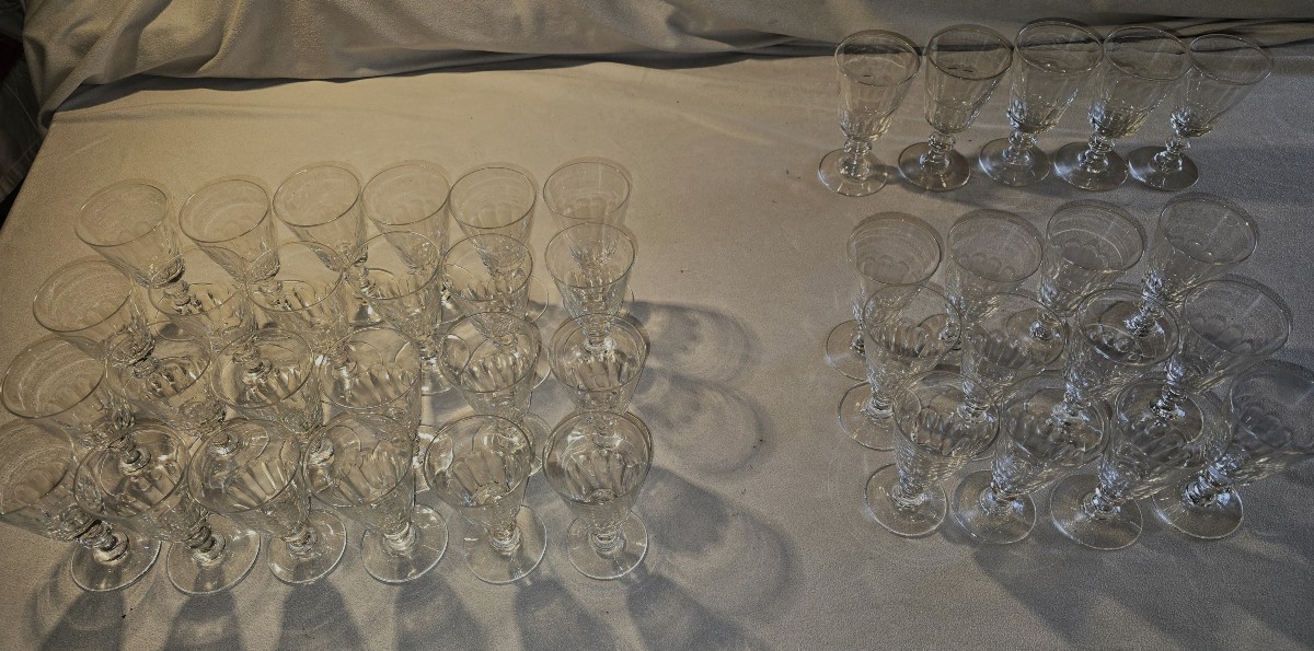 Lot Of 24 Antique Crystal Liqueur Glasses Caton Model-photo-8