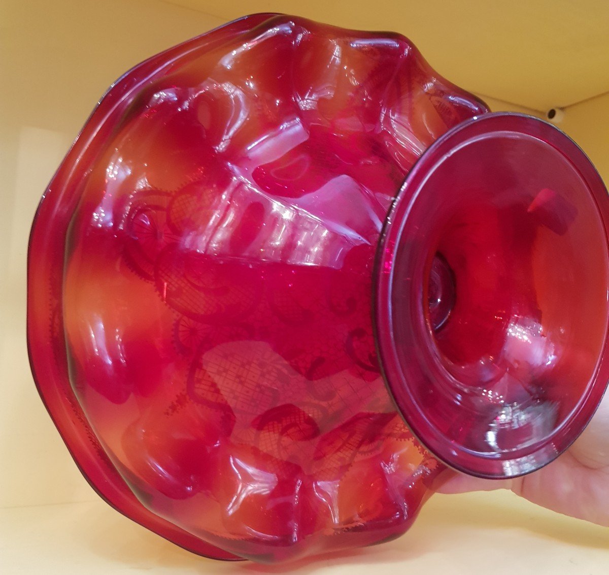 Cup On Foot In Red Murano Blown Glass Early XX Century-photo-4