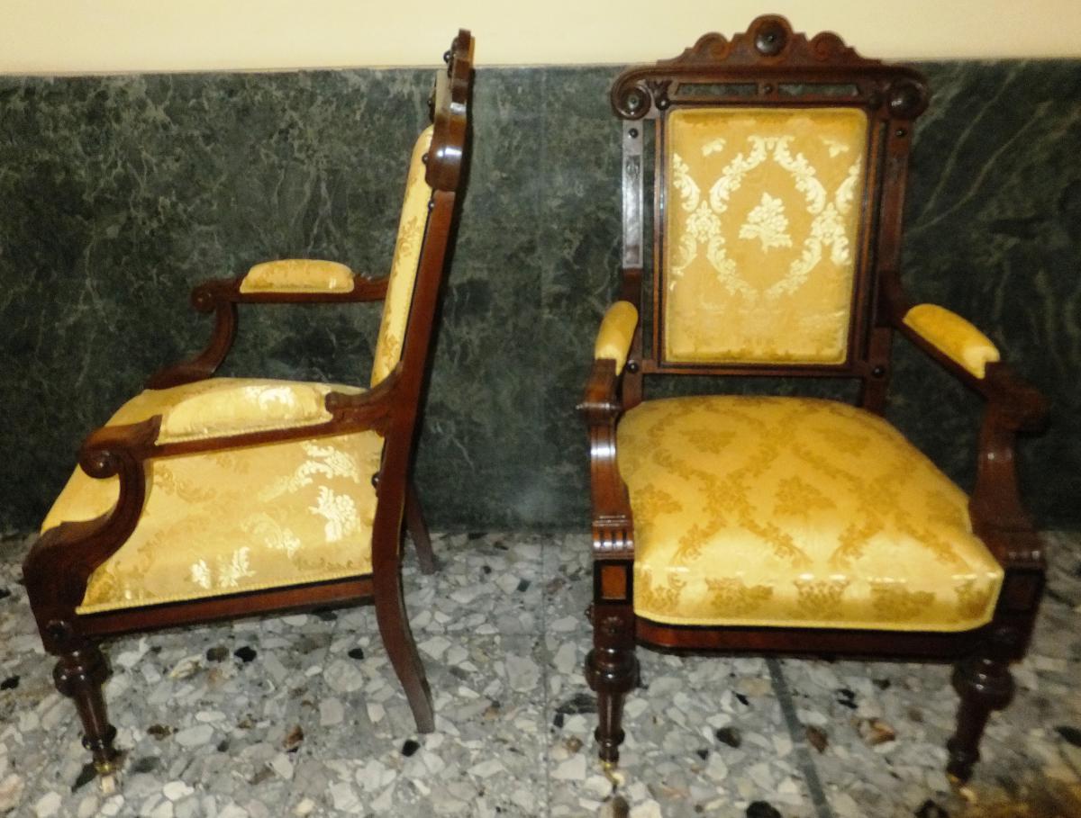 Pair Of Armchairs Napoleon III Restored-photo-2