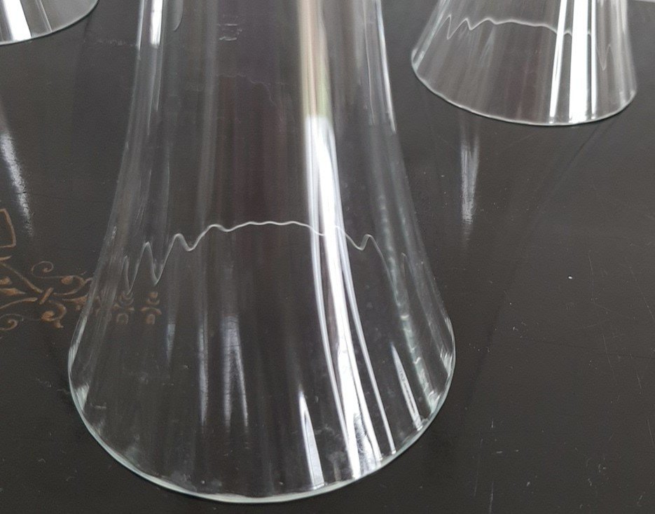 6 Large Old Champagne Flutes In Blown Glass Height 25 Cm-photo-1