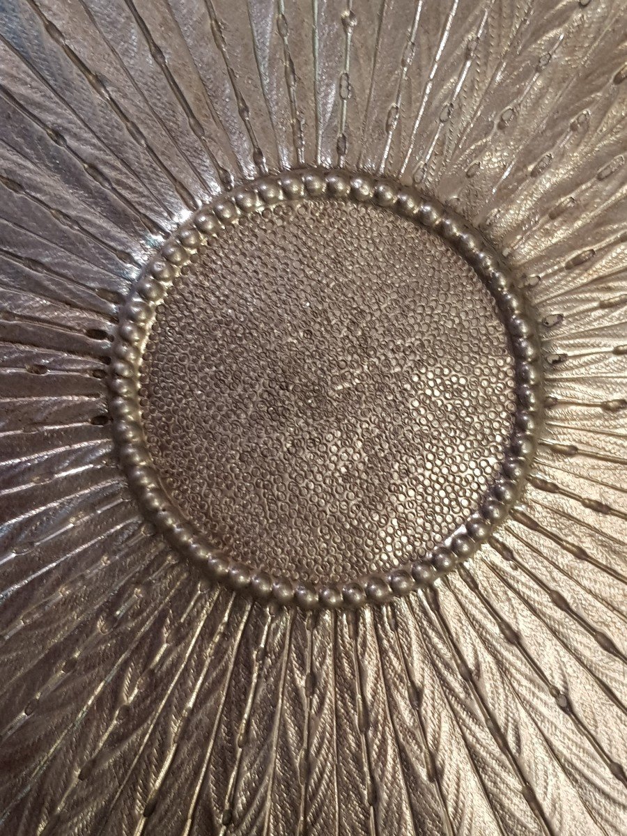 Old Presentation Dish Rich Decor Repoussé In Sterling Silver 35 Cm Diameter 720 Grams-photo-4