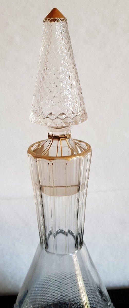 Pair Of Decanter Bottles Decanters In Bohemian Cut Crystal End XIX S-photo-4