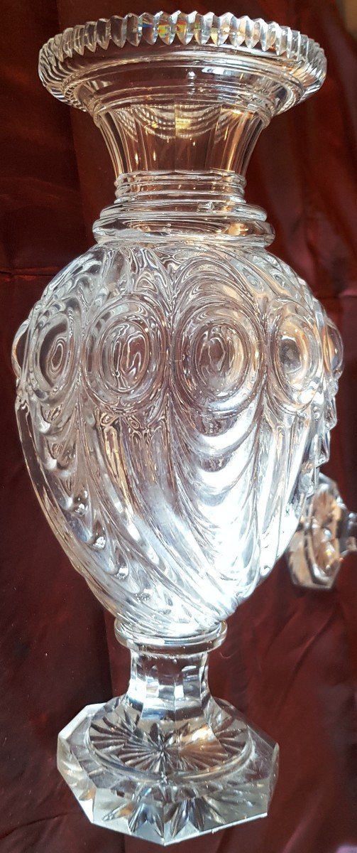 Paire De Vases En Cristal Le Creusot Fin XIX S Haut 26 Cm-photo-3