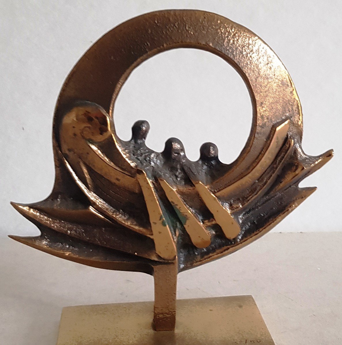 Enamelled Bronze Sculpture Felix Itala Numbered And Signed Del Campo-photo-1