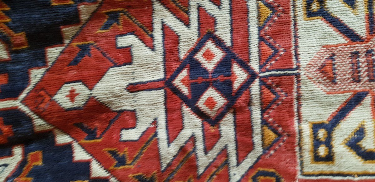 Nappe Ancienne Début XXème En Velours Imitation Tapis d'Orient-photo-4