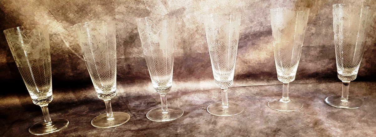 Lot Of 6 Crystal Champagne Flutes Rosenthal Design Ron Winblad