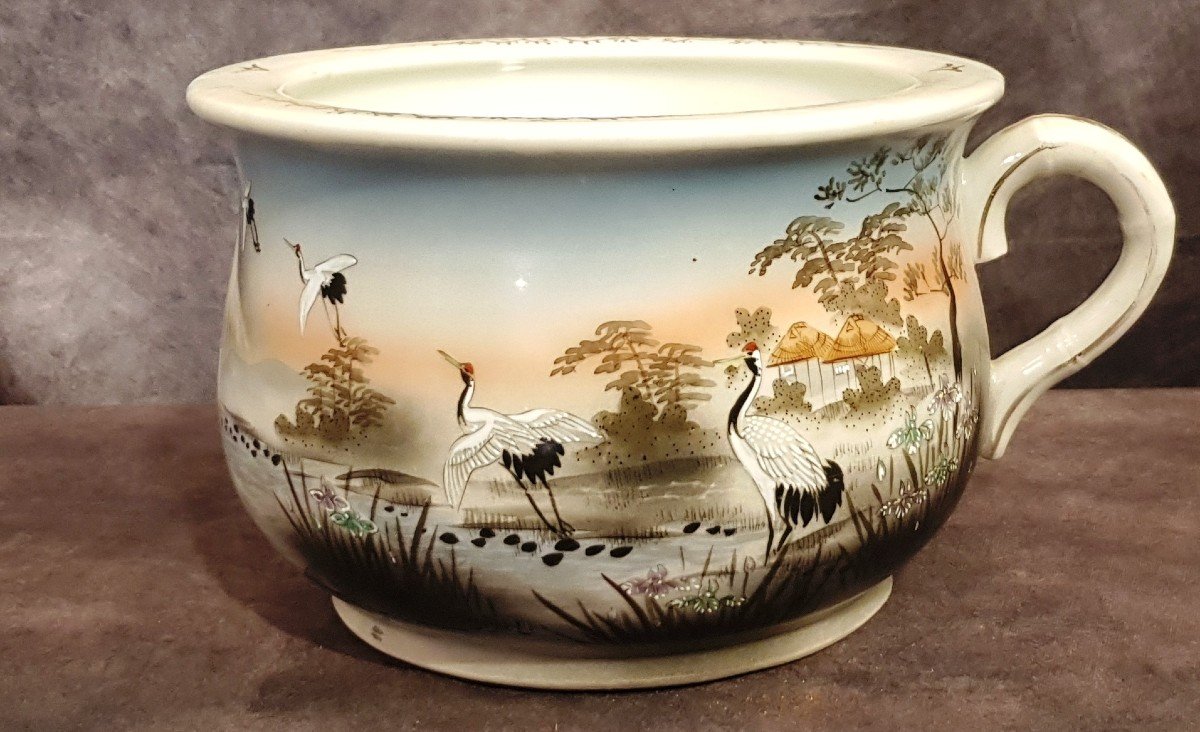 Proantic: Ancien Pot De Chambre Japonais En Porcelaine Décoré Main X