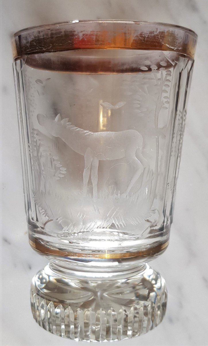 Bohemian Crystal Glass Old Engraved Crystal Decor Animals-photo-4