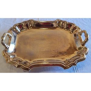 Old Large Zaccagnini Sesto Fiorentino Golden Terracotta Tray